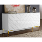 Collette Lacquer Finish And Stainless Steel Sideboard / Buffet in White