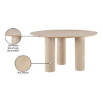 Colosseum 54" Solid Wood And Oak Veneer Dining Table in Natural