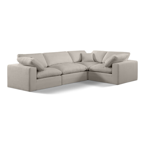 Comfy 119" Linen Textured Fabric Upholstered 4pc. Modular Sectional in Beige