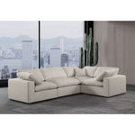 Comfy 119" Linen Textured Fabric Upholstered 4pc. Modular Sectional in Beige
