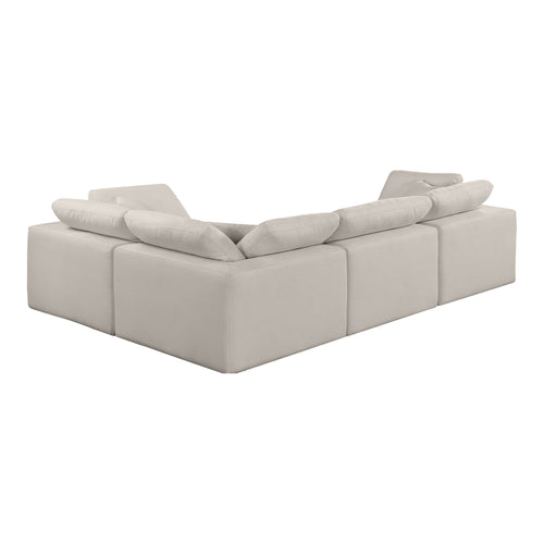 Comfy 119" Linen Textured Fabric Upholstered 4pc. Modular Sectional in Beige