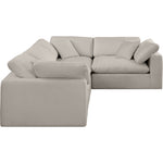 Comfy 119" Linen Textured Fabric Upholstered 4pc. Modular Sectional in Beige