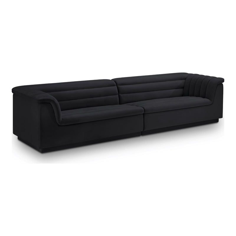 Cascade 118" Velvet Upholstered Modular Sofa in Black