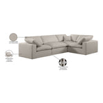 Comfy 119" Linen Textured Fabric Upholstered 4pc. Modular Sectional in Beige
