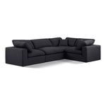 Comfy 119" Linen Textured Fabric Upholstered 4pc. Modular Sectional in Black