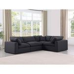 Comfy 119" Linen Textured Fabric Upholstered 4pc. Modular Sectional in Black