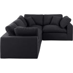 Comfy 119" Linen Textured Fabric Upholstered 4pc. Modular Sectional in Black