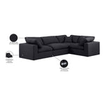 Comfy 119" Linen Textured Fabric Upholstered 4pc. Modular Sectional in Black