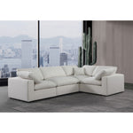 Comfy 119" Linen Textured Fabric Upholstered 4pc. Modular Sectional in Cream