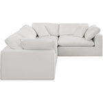 Comfy 119" Linen Textured Fabric Upholstered 4pc. Modular Sectional in Cream