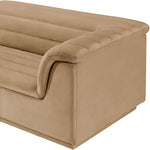 Cascade 118" Velvet Upholstered Modular Sofa in Camel