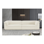 Cascade 118" Velvet Upholstered Modular Sofa in Cream