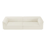 Cascade 118" Velvet Upholstered Modular Sofa in Cream