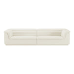 Cascade 118" Velvet Upholstered Modular Sofa in Cream