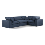 Comfy 119" Linen Textured Fabric Upholstered 4pc. Modular Sectional in Navy