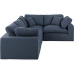 Comfy 119" Linen Textured Fabric Upholstered 4pc. Modular Sectional in Navy