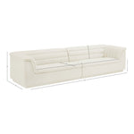 Cascade 118" Velvet Upholstered Modular Sofa in Cream