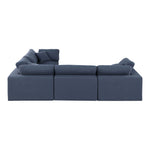 Comfy 119" Linen Textured Fabric Upholstered 4pc. Modular Sectional in Navy