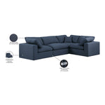 Comfy 119" Linen Textured Fabric Upholstered 4pc. Modular Sectional in Navy