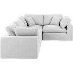 Comfy 119" Linen Textured Fabric Upholstered 4pc. Modular Sectional in White