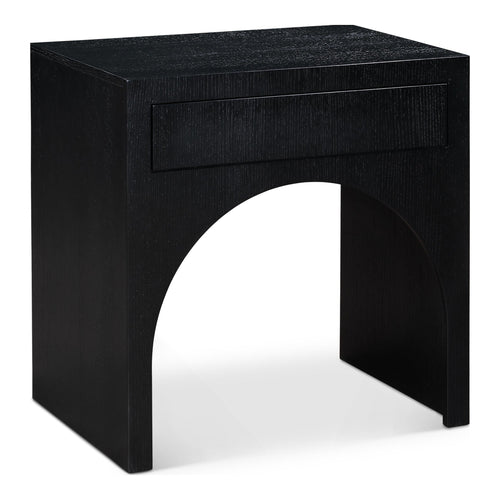 August Oak Veneer Nightstand in Black
