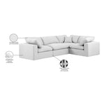 Comfy 119" Linen Textured Fabric Upholstered 4pc. Modular Sectional in White