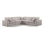 Comfy 119" Linen Textured Fabric Upholstered 5pc. Modular Sectional in Beige