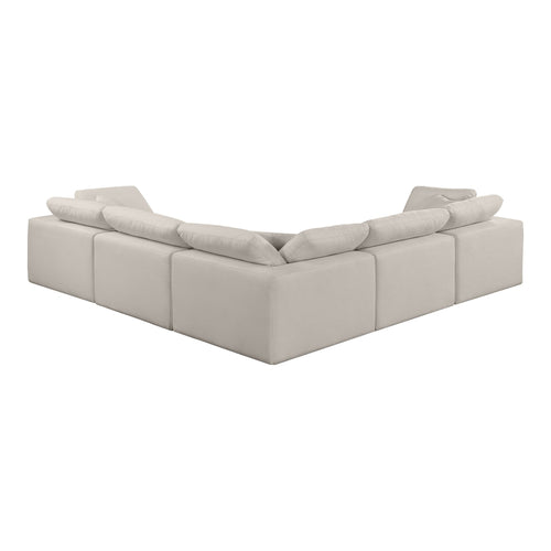 Comfy 119" Linen Textured Fabric Upholstered 5pc. Modular Sectional in Beige