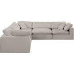 Comfy 119" Linen Textured Fabric Upholstered 5pc. Modular Sectional in Beige