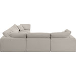 Comfy 119" Linen Textured Fabric Upholstered 5pc. Modular Sectional in Beige