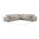 Comfy 119" Linen Textured Fabric Upholstered 5pc. Modular Sectional in Beige