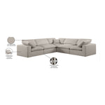 Comfy 119" Linen Textured Fabric Upholstered 5pc. Modular Sectional in Beige