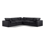 Comfy 119" Linen Textured Fabric Upholstered 5pc. Modular Sectional in Black