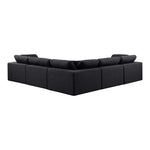 Comfy 119" Linen Textured Fabric Upholstered 5pc. Modular Sectional in Black