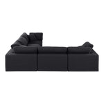 Comfy 119" Linen Textured Fabric Upholstered 5pc. Modular Sectional in Black