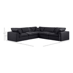 Comfy 119" Linen Textured Fabric Upholstered 5pc. Modular Sectional in Black