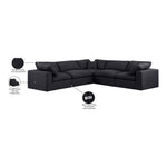 Comfy 119" Linen Textured Fabric Upholstered 5pc. Modular Sectional in Black