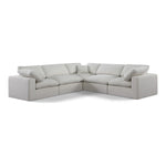 Comfy 119" Linen Textured Fabric Upholstered 5pc. Modular Sectional in Cream