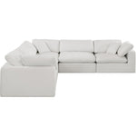 Comfy 119" Linen Textured Fabric Upholstered 5pc. Modular Sectional in Cream