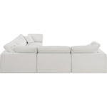 Comfy 119" Linen Textured Fabric Upholstered 5pc. Modular Sectional in Cream