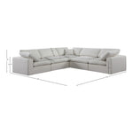 Comfy 119" Linen Textured Fabric Upholstered 5pc. Modular Sectional in Cream