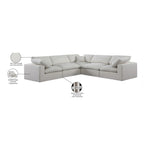 Comfy 119" Linen Textured Fabric Upholstered 5pc. Modular Sectional in Cream