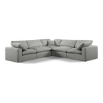 Comfy 119" Linen Textured Fabric Upholstered 5pc. Modular Sectional in Grey