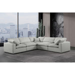 Comfy 119" Linen Textured Fabric Upholstered 5pc. Modular Sectional in Grey