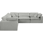 Comfy 119" Linen Textured Fabric Upholstered 5pc. Modular Sectional in Grey