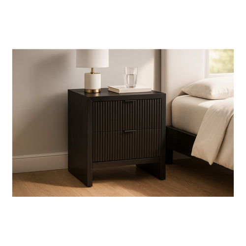 Fairfax Solid Wood And Oak Veneer Nightstand in Black