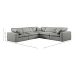 Comfy 119" Linen Textured Fabric Upholstered 5pc. Modular Sectional in Grey