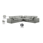 Comfy 119" Linen Textured Fabric Upholstered 5pc. Modular Sectional in Grey