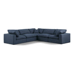 Comfy 119" Linen Textured Fabric Upholstered 5pc. Modular Sectional in Navy