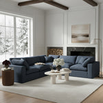 Comfy 119" Linen Textured Fabric Upholstered 5pc. Modular Sectional in Navy